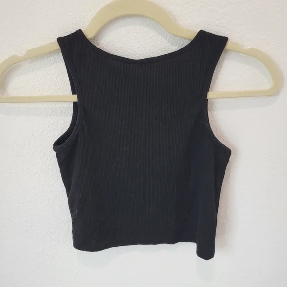 Romwe Women's S Black Cropped Tank Red Amanita Mushroom Graphic - Picture 4 of 4